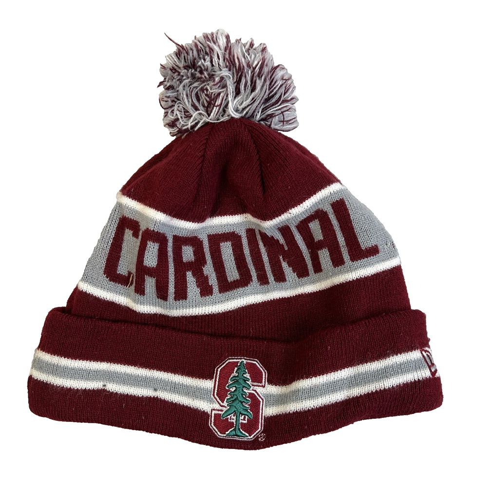 Stanford Cardinals Fleece Lined Knit Beanie Hat New Era Pom Pom Toboggan Red